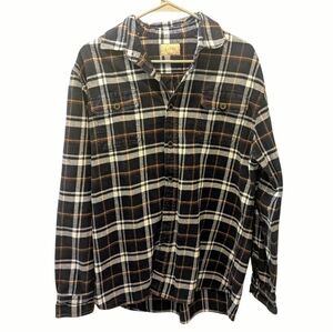 Jachs Heavy Flannel Shirt Large Tall Navy Plaid Thick Durable Cotton Workwear LT
